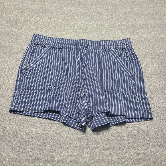 St John's Bay Womens Shorts Large Linen Blend Navy Stripe Beach Party Outdoor - Picture 1 of 9